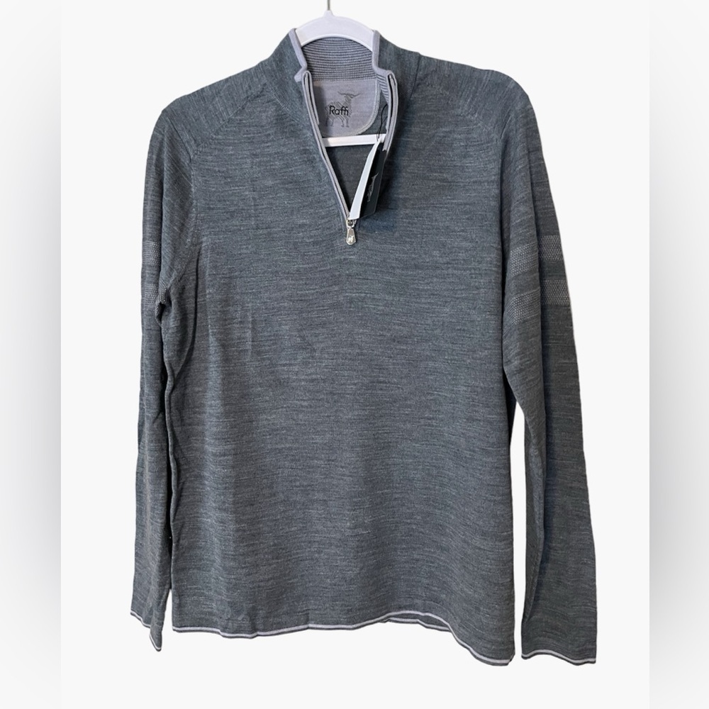 Raffi Mens Wool Quarter Zip Lightweight Sweater NEW